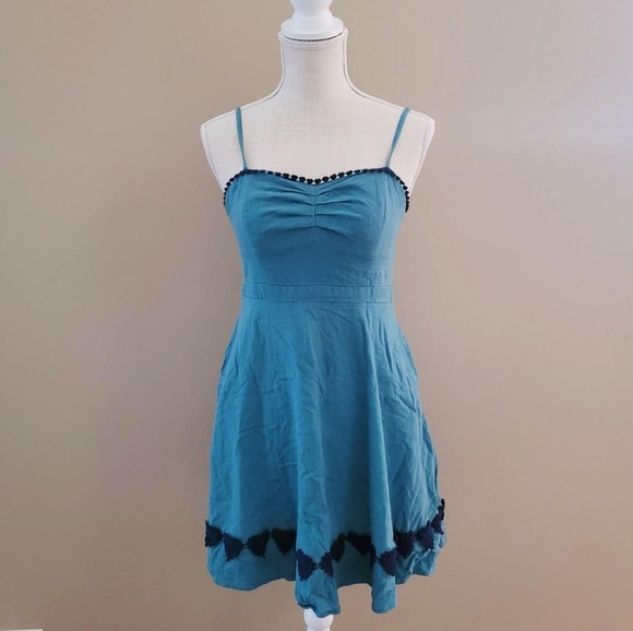 Modcloth Dresses & Skirts - Modcloth, Blue Sweetheart with Navy Hearts Dress - S